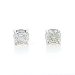 White Gold Diamond Stud Earrings - 14k Round Brilliant .50ctw Pierced